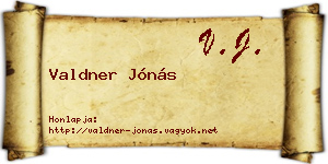 Valdner Jónás névjegykártya